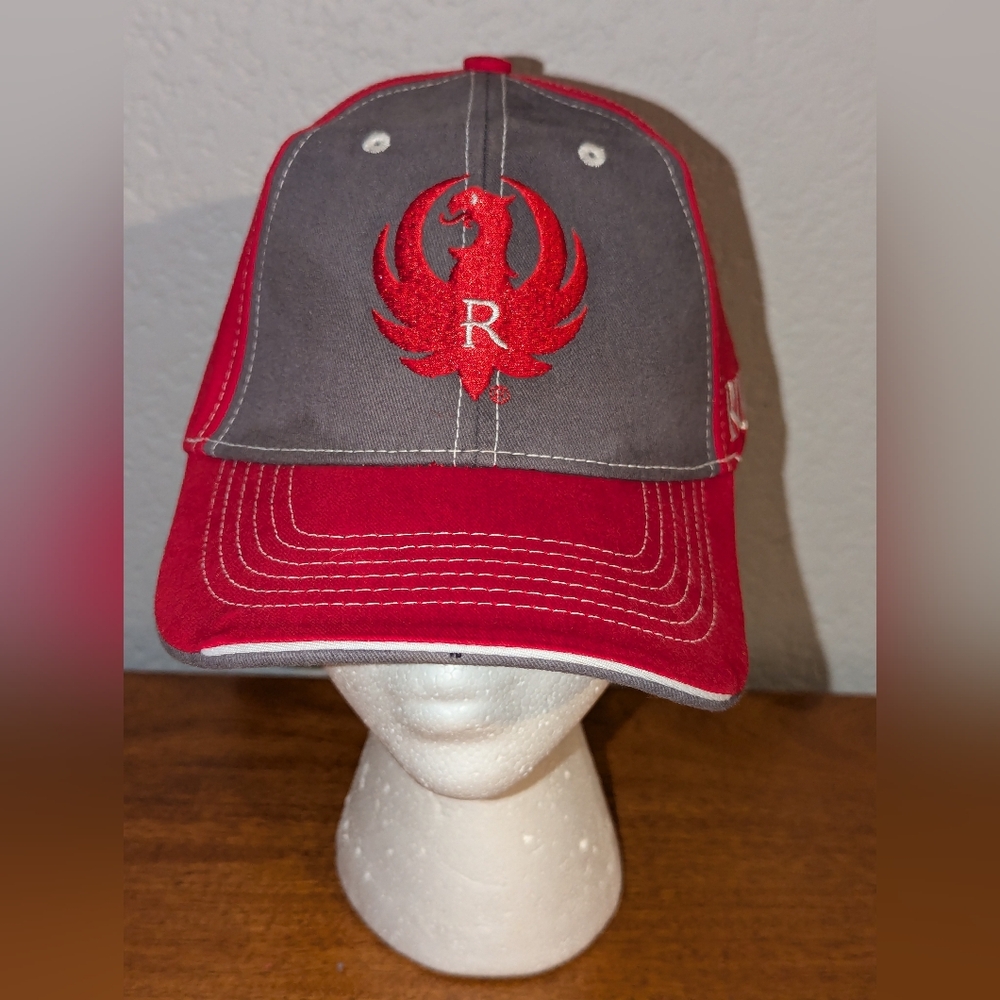 Ruger Firearm Cap Hat Red Gray Embroidered Logo Adjustable